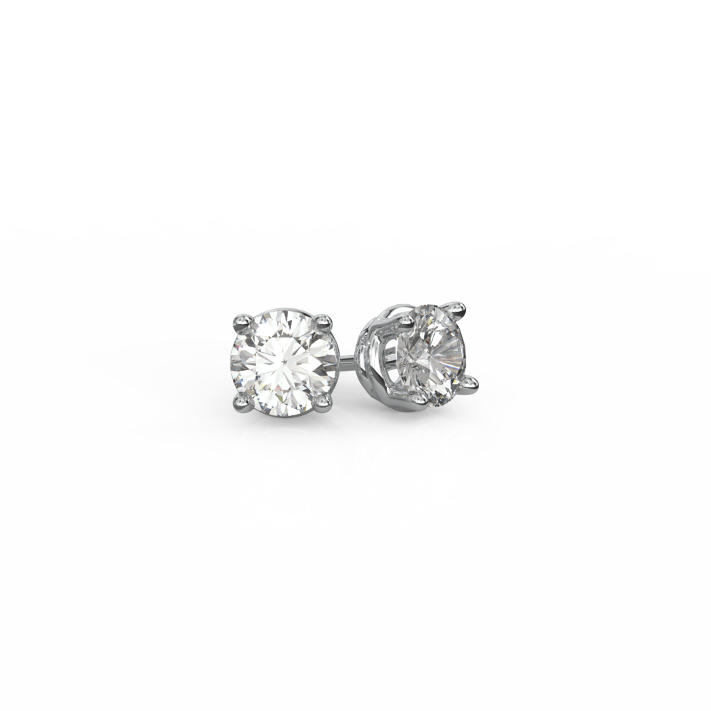 Lab Grown Four Prong Diamond Stud Earrings in Silver