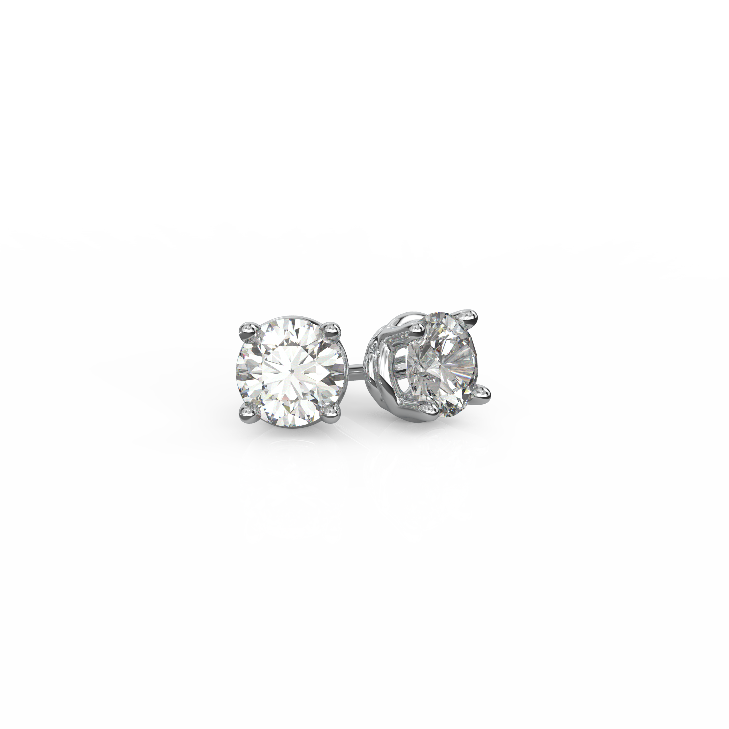 Lab Grown Four Prong Diamond Stud Earrings in Silver